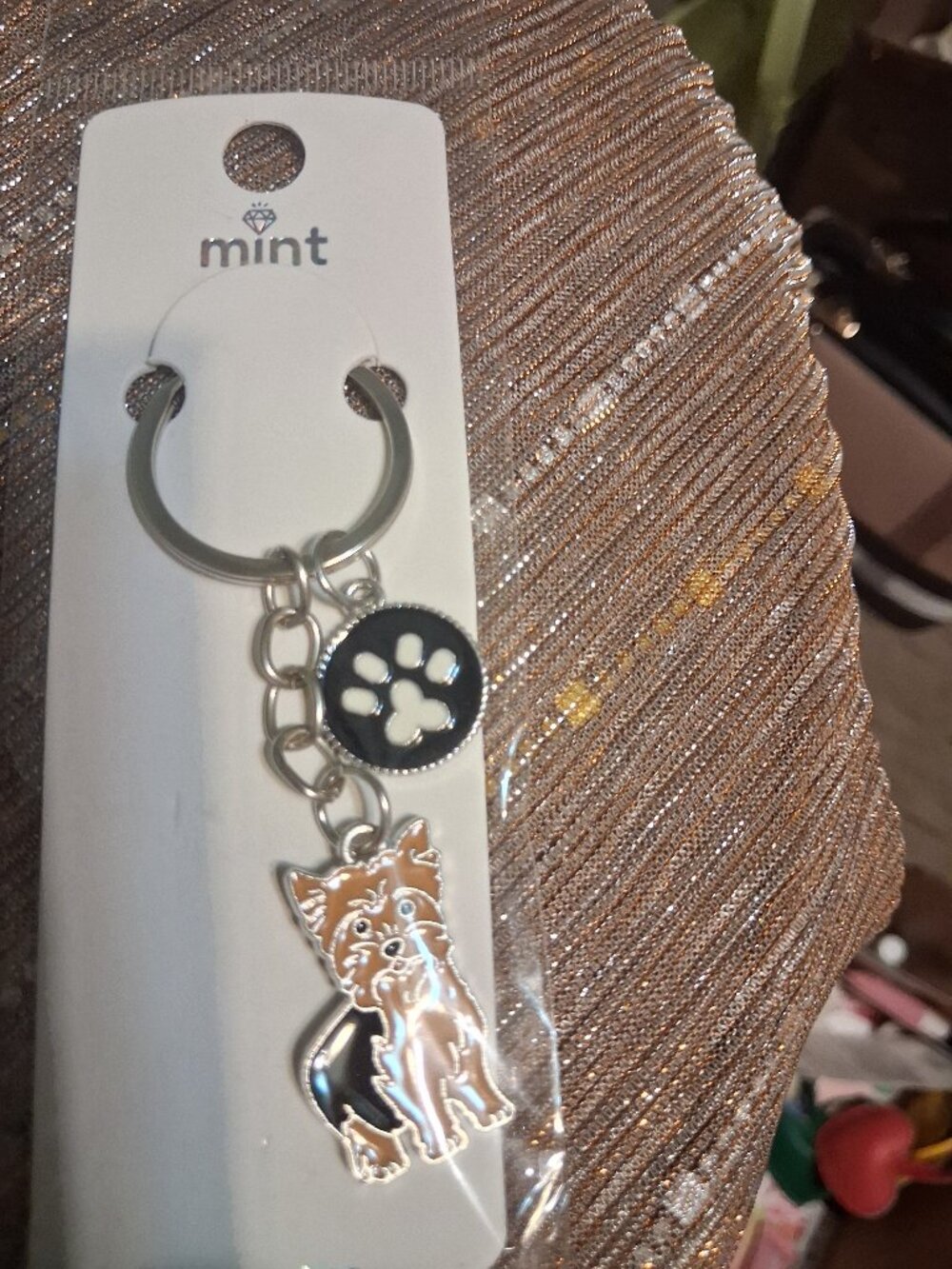 Dog and paw key chain